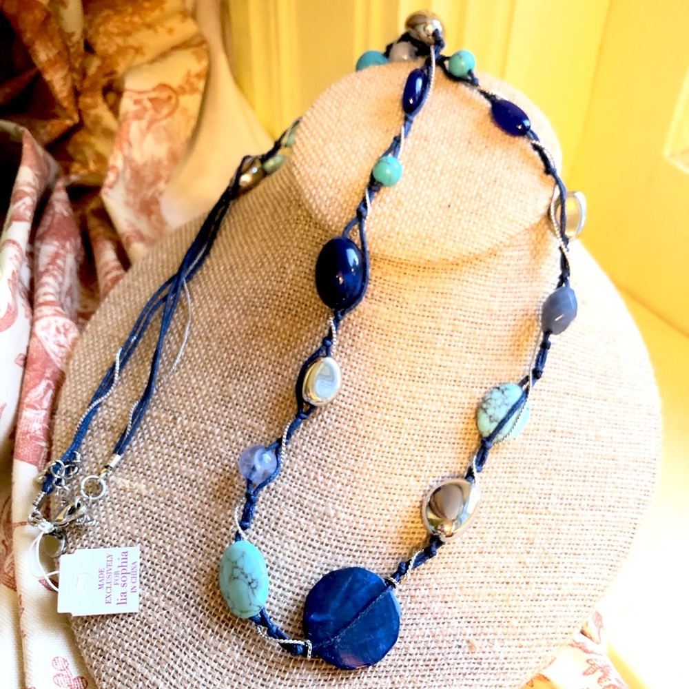 lia sophia NWT “Lagoon” genuine stone necklace